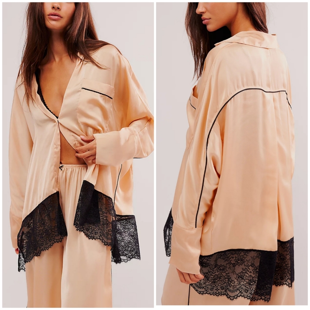 Free People Morning Kiss Sleep Shirt/Light Sand